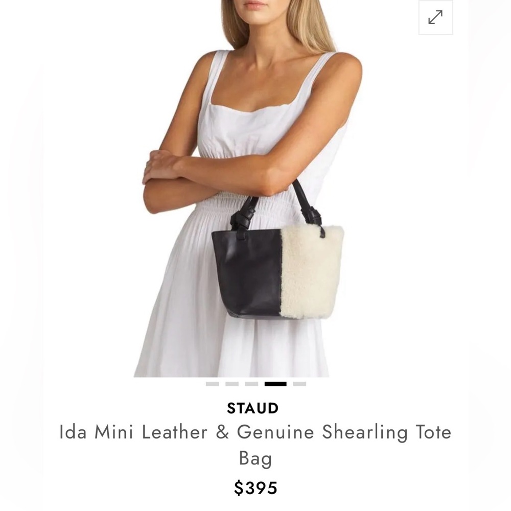 New Staud Ida Mini Tote with Real Wool & Leather
